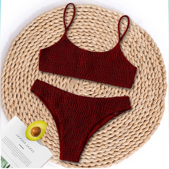 Triangle Bikini Smocked Textured Elastic SET - Picture 5 of 7